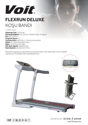 Resim Voit Flexrun Deluxe 2.5 HP Brushless Motor Otomatik Eğimli Katlanabilir Koşu Bandı